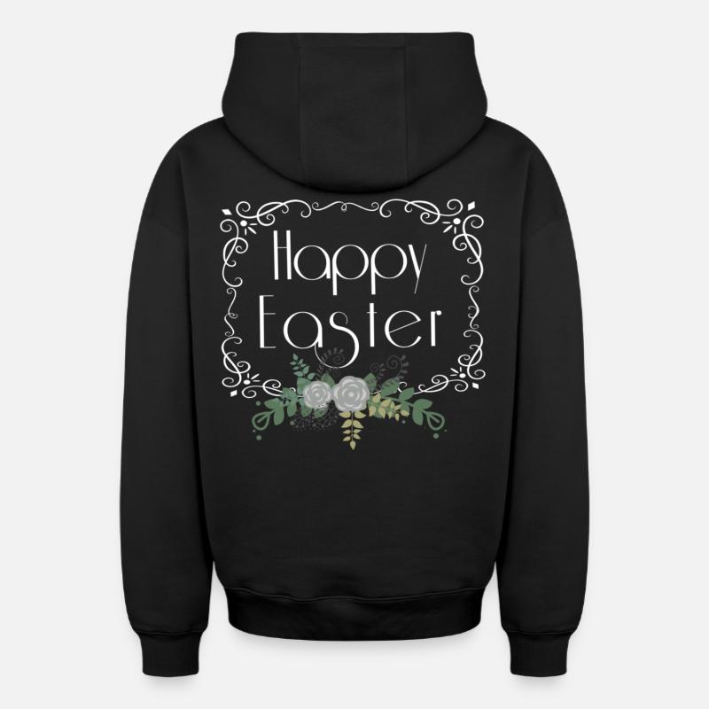 Joyeuses Pâques - Sweat à capuche unisexe zippé oversize épais SPREAD - noir