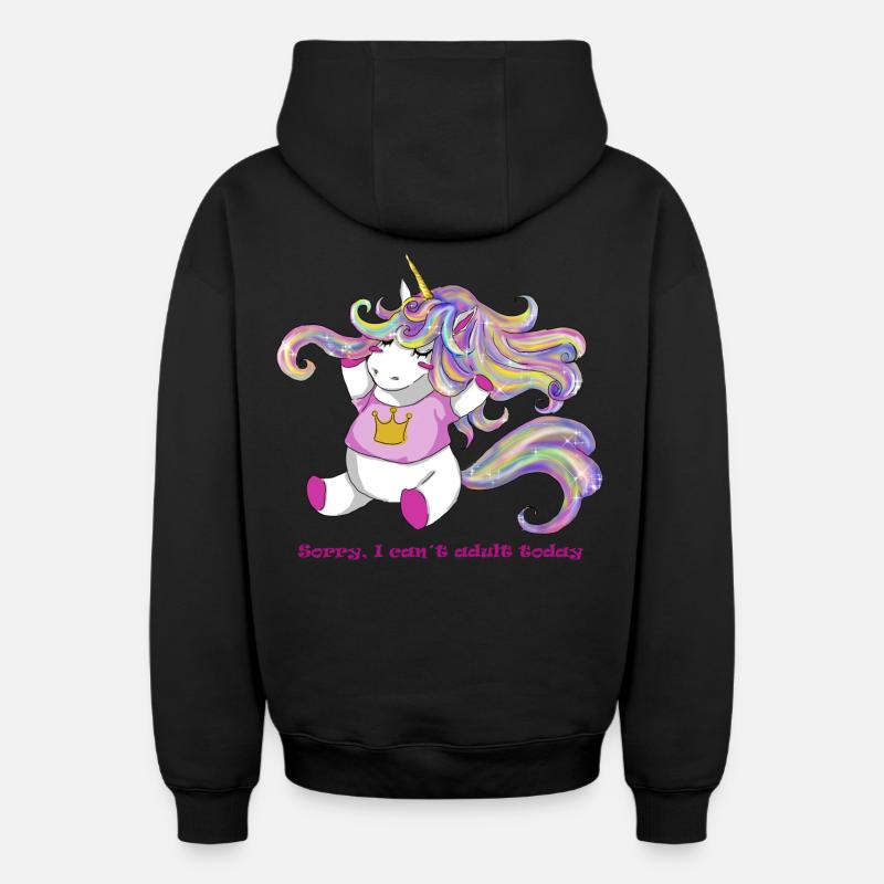 Licorne - Sweat à capuche unisexe zippé oversize épais SPREAD - noir