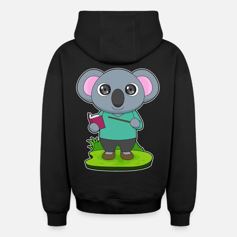 Koala Teacher Pointer - Sweat à capuche unisexe zippé oversize épais SPREAD - noir