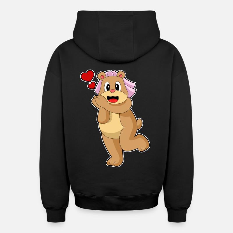 Mariage Bear Bride Veil - Sweat à capuche unisexe zippé oversize épais SPREAD - noir