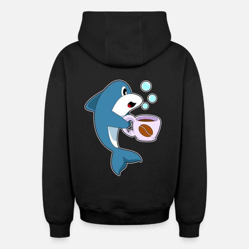 Tasse à café Delfin - Sweat à capuche unisexe zippé oversize épais SPREAD - noir