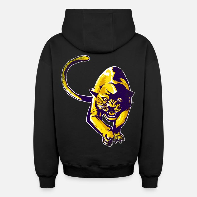 Panthère dorée - Sweat à capuche unisexe zippé oversize épais SPREAD - noir