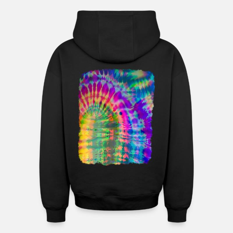 Tie Dye Batik - Sweat à capuche unisexe zippé oversize épais SPREAD - noir