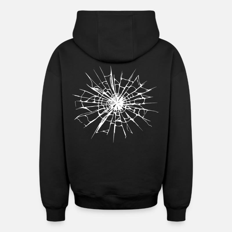 Verre brisé - Sweat à capuche unisexe zippé oversize épais SPREAD - noir