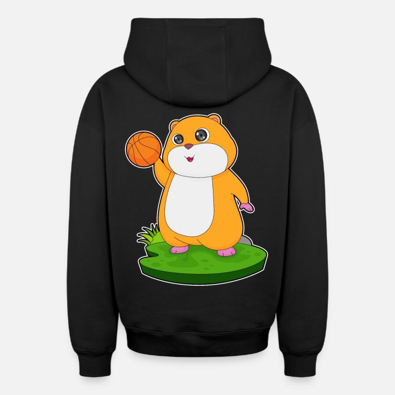 Hamster Basketteur Basketteur - Sweat à capuche unisexe zippé oversize épais SPREAD - noir