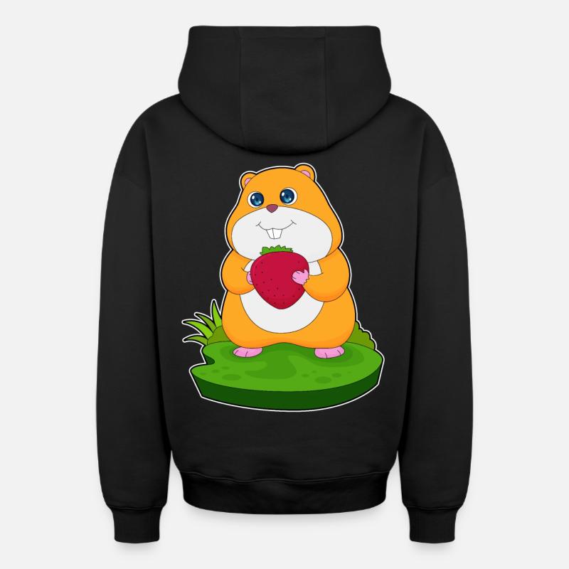 Hamster Fraise Fruit - Sweat à capuche unisexe zippé oversize épais SPREAD - noir