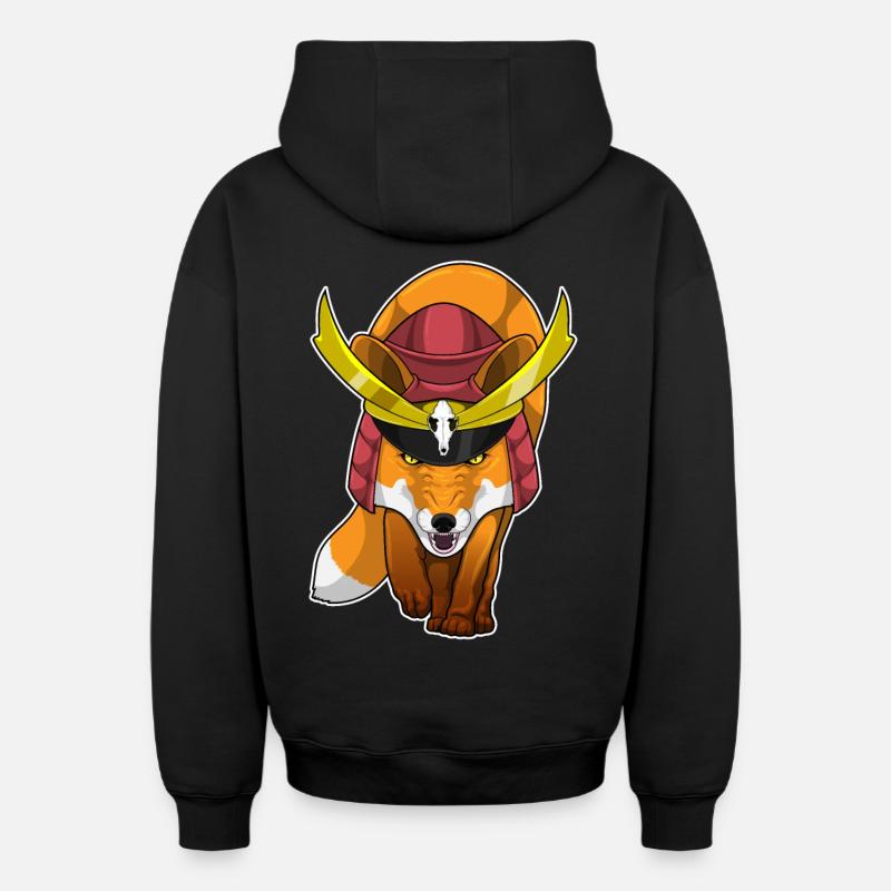 Fuchs Samurai Kampfkunst - Oversized Heavyweight Unisex Zip Hoodie - Schwarz