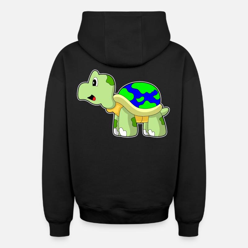 Terre Tortue - Sweat à capuche unisexe zippé oversize épais SPREAD - noir