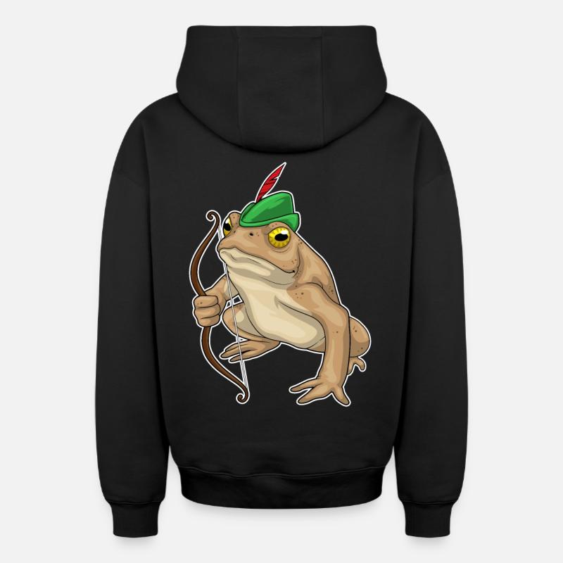 Arc de grenouille Archer - Sweat à capuche unisexe zippé oversize épais SPREAD - noir