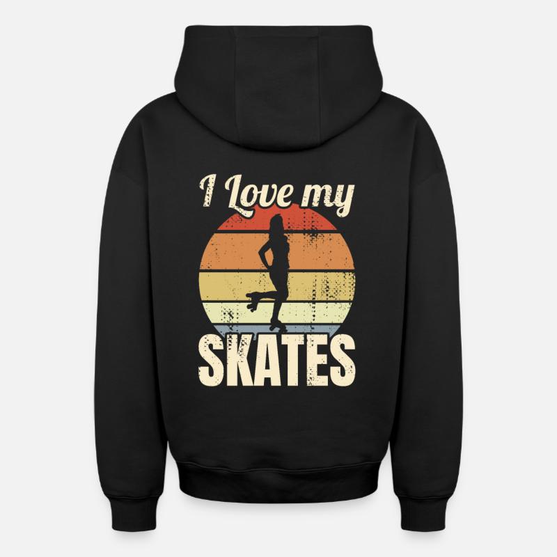 Patineurs à roulettes - Sweat à capuche unisexe zippé oversize épais SPREAD - noir