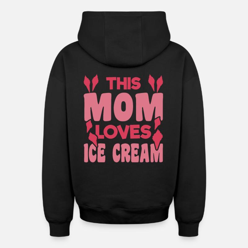 Maman crème glacée - Sweat à capuche unisexe zippé oversize épais SPREAD - noir
