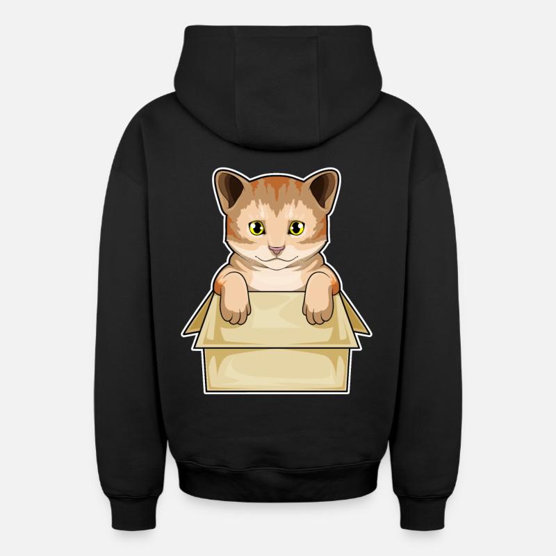 Cat Box - Sweat à capuche unisexe zippé oversize épais SPREAD - noir