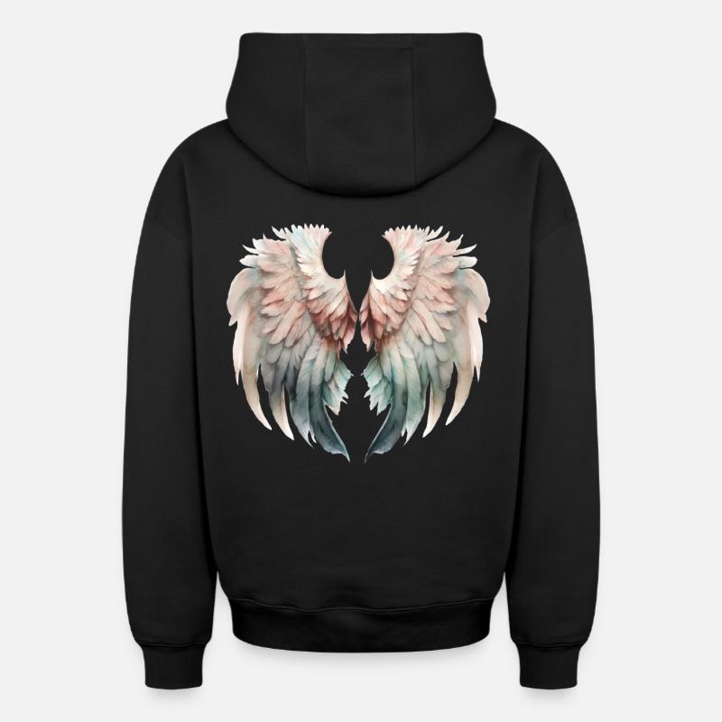 Ailes Pastel Envolée Douce - Sweat à capuche unisexe zippé oversize épais SPREAD - noir
