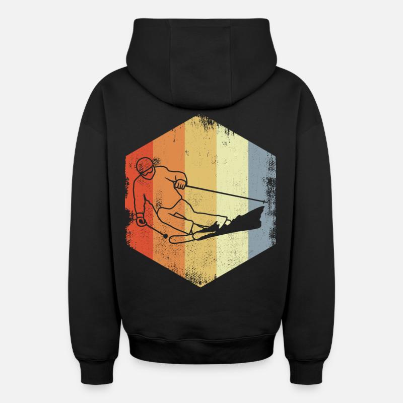 Ski - Sweat à capuche unisexe zippé oversize épais SPREAD - noir