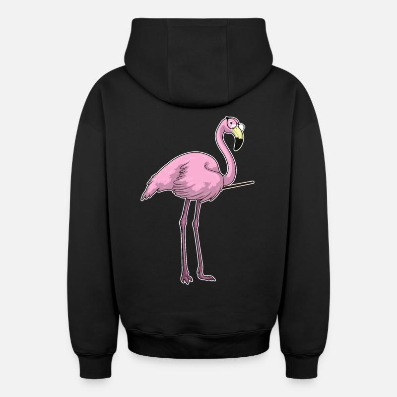 Flamingo Teacher Pointer - Sweat à capuche unisexe zippé oversize épais SPREAD - noir