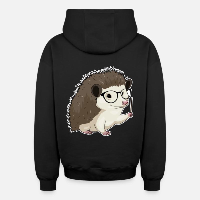 Pointeur d’enseignant hérisson - Sweat à capuche unisexe zippé oversize épais SPREAD - noir