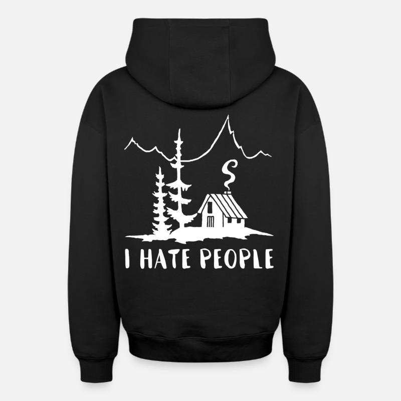 Solitaire (blanc) - Sweat à capuche unisexe zippé oversize épais SPREAD - noir