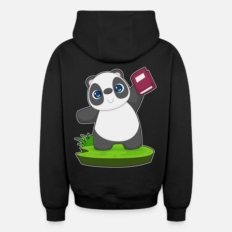 Livre Panda - Sweat à capuche unisexe zippé oversize épais SPREAD - noir
