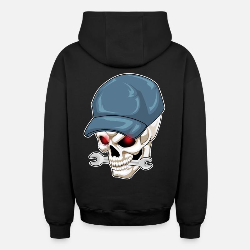 Clé Skull Craftsman - Sweat à capuche unisexe zippé oversize épais SPREAD - noir