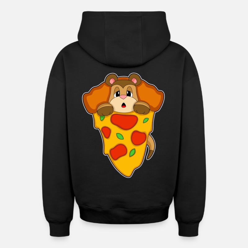 Pizza suricate - Sweat à capuche unisexe zippé oversize épais SPREAD - noir