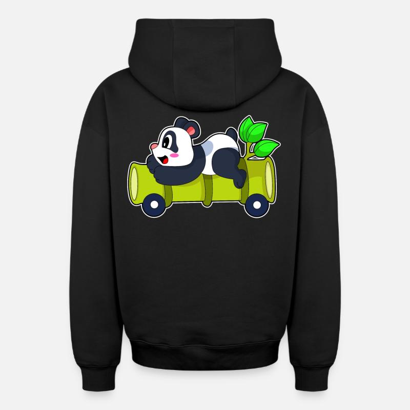 Panda Bamboo Car - Sweat à capuche unisexe zippé oversize épais SPREAD - noir
