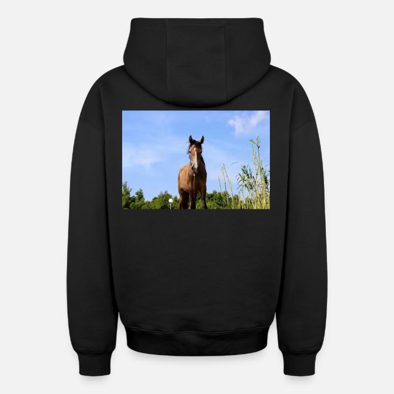 Affiche Cheval Cheval - Sweat à capuche unisexe zippé oversize épais SPREAD - noir