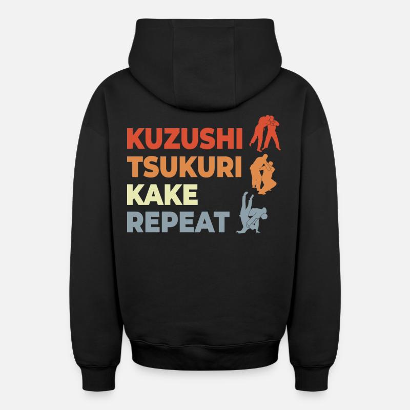 Judo Techniques - Sweat à capuche unisexe zippé oversize épais SPREAD - noir