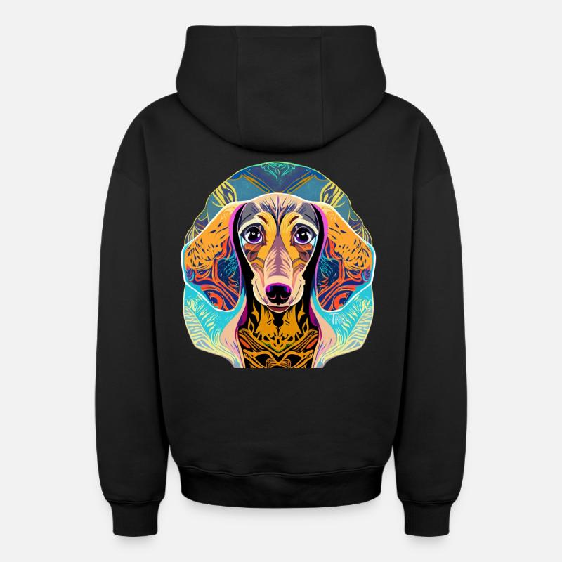 Teckel - Sweat à capuche unisexe zippé oversize épais SPREAD - noir