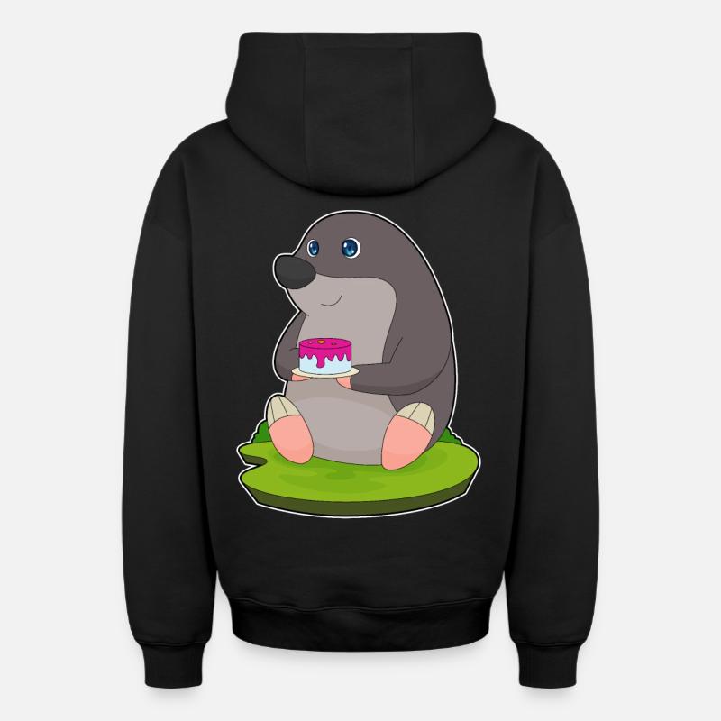 Gâteau taupe - Sweat à capuche unisexe zippé oversize épais SPREAD - noir