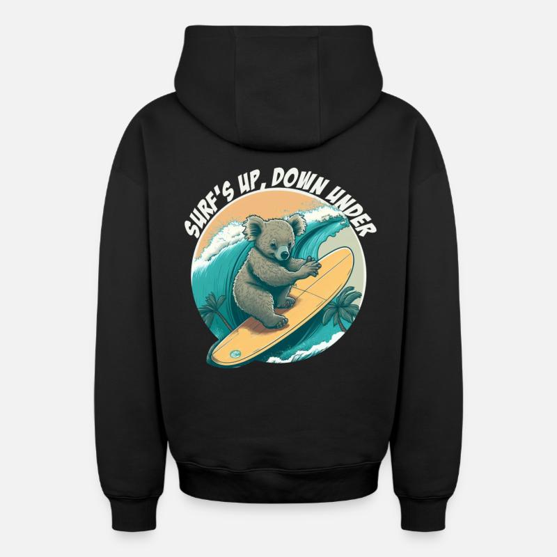Down under surfender Koalabär - Oversized Heavyweight Unisex Zip Hoodie - Schwarz