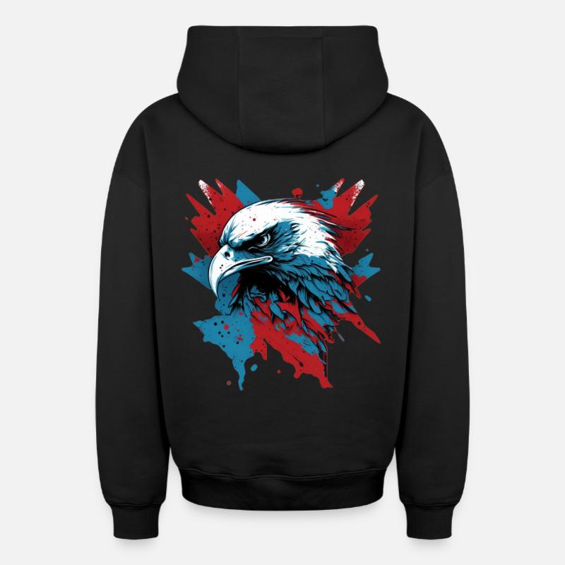 Aigle patriotique - Sweat à capuche unisexe zippé oversize épais SPREAD - noir
