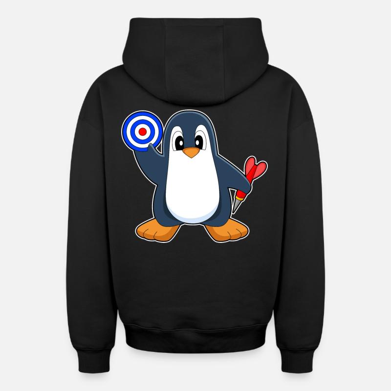 Cible de fléchettes Penguin Dart - Sweat à capuche unisexe zippé oversize épais SPREAD - noir