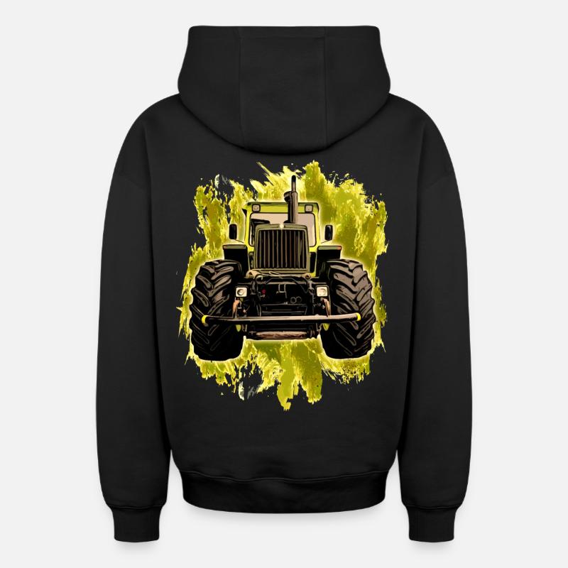 MB trac Avant - Sweat à capuche unisexe zippé oversize épais SPREAD - noir