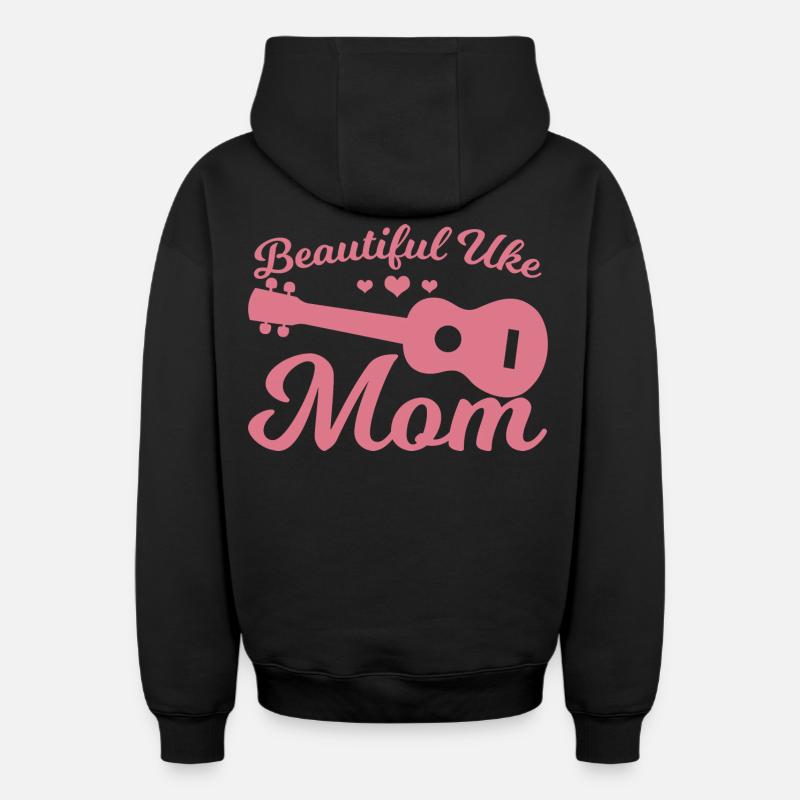 Uke Mama - Sweat à capuche unisexe zippé oversize épais SPREAD - noir