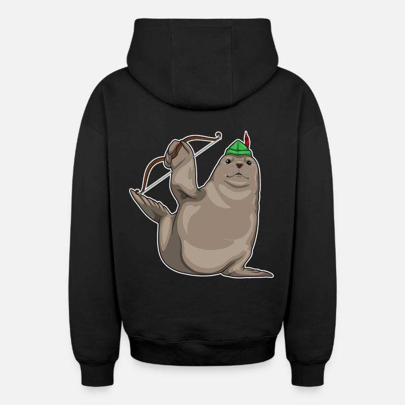 Arc de phoque - Sweat à capuche unisexe zippé oversize épais SPREAD - noir