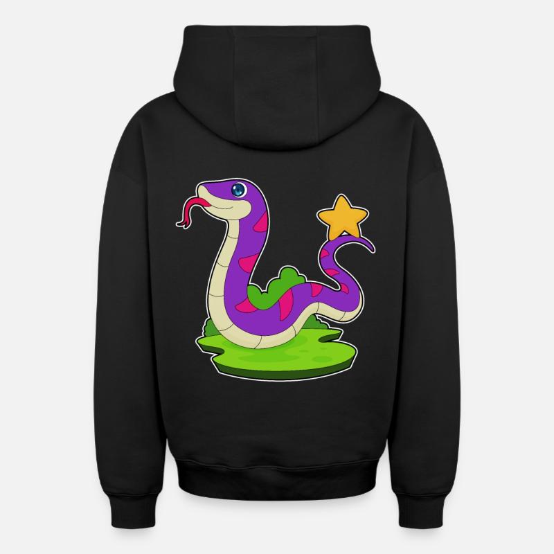 Étoile du serpent - Sweat à capuche unisexe zippé oversize épais SPREAD - noir