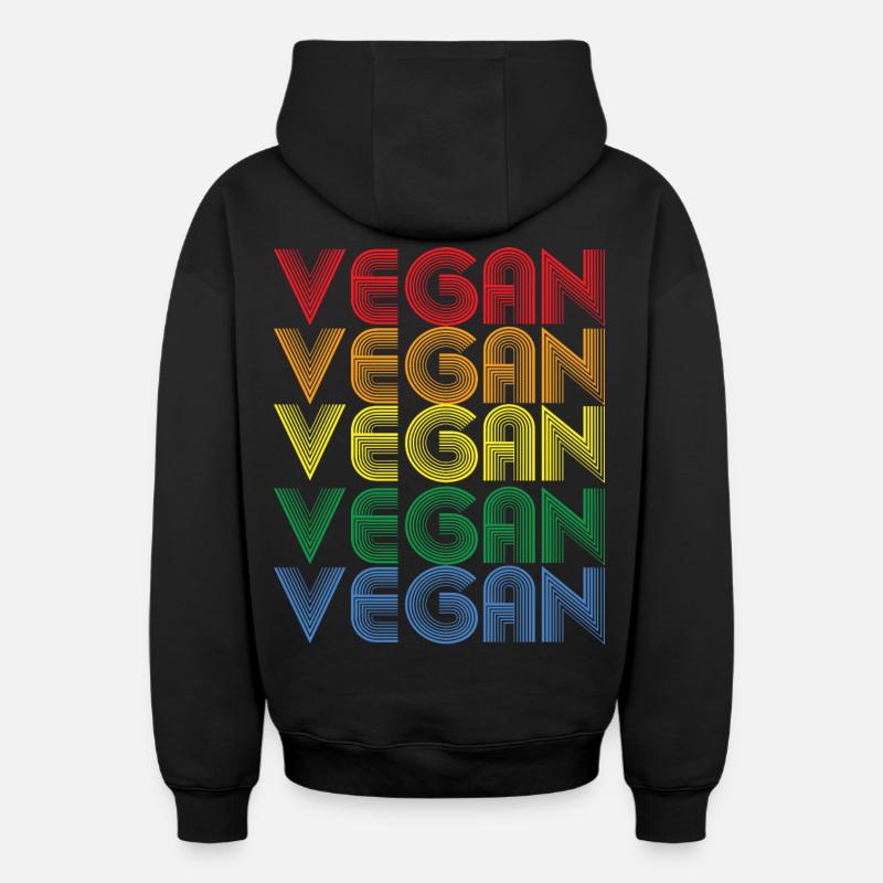 Déclaration Rainbow VEGAN - Sweat à capuche unisexe zippé oversize épais SPREAD - noir