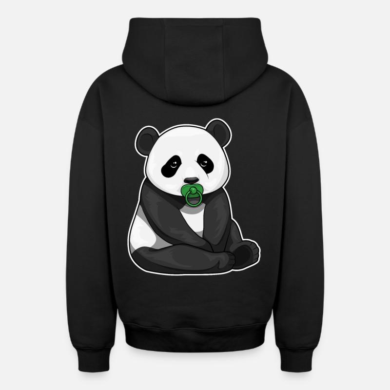 Sucette panda - Sweat à capuche unisexe zippé oversize épais SPREAD - noir