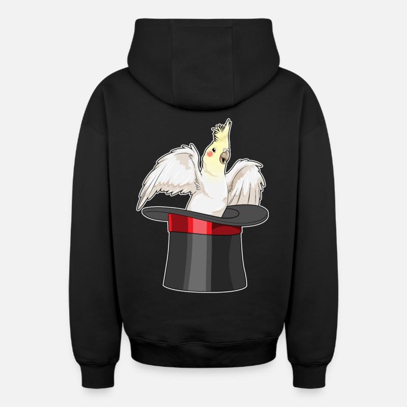 Parrot Wizard Cylindre - Sweat à capuche unisexe zippé oversize épais SPREAD - noir