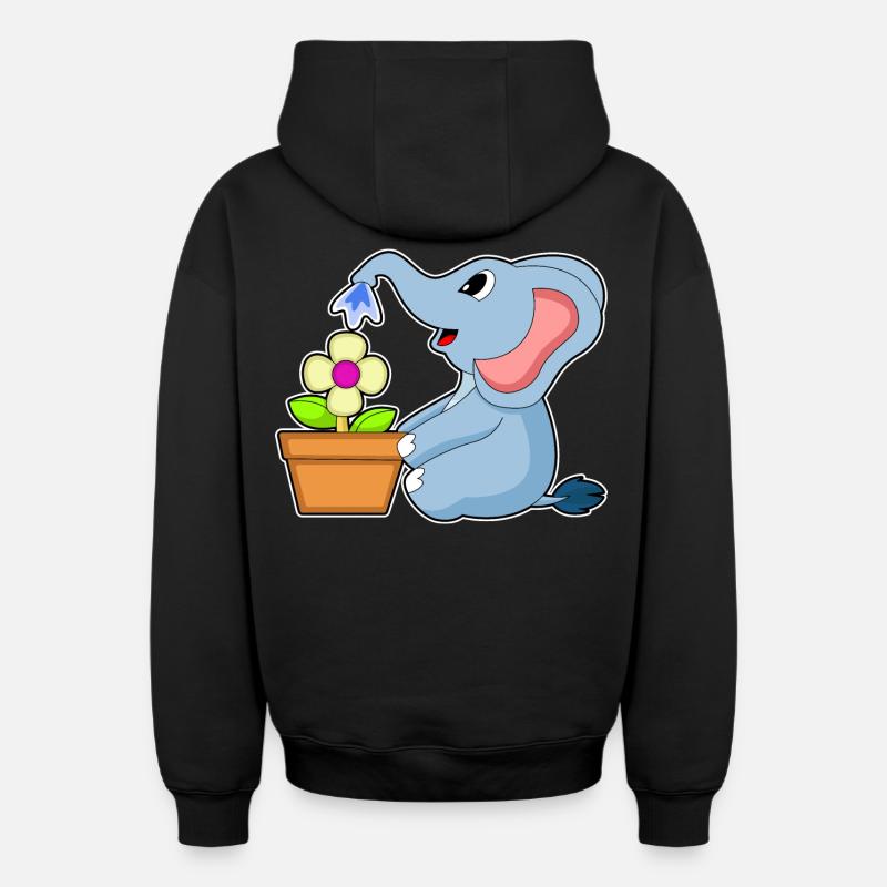 Fleur de pot de fleurs d’éléphant - Sweat à capuche unisexe zippé oversize épais SPREAD - noir