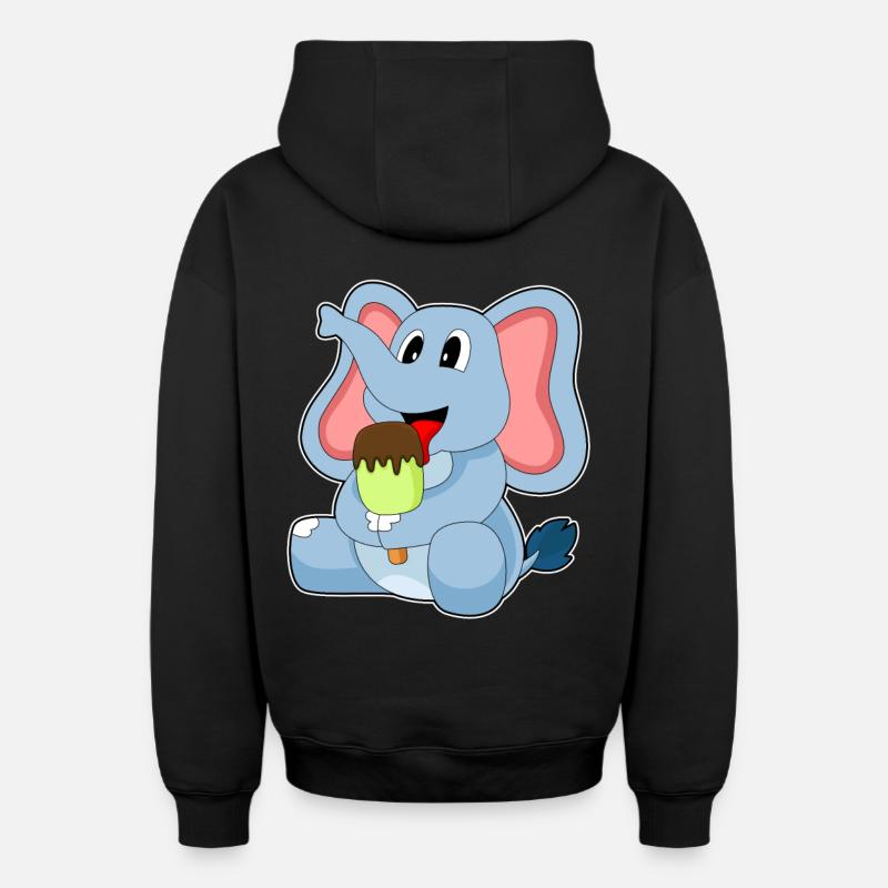 Popsicles d’éléphant - Sweat à capuche unisexe zippé oversize épais SPREAD - noir