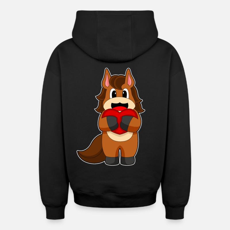Cœur de cheval - Sweat à capuche unisexe zippé oversize épais SPREAD - noir