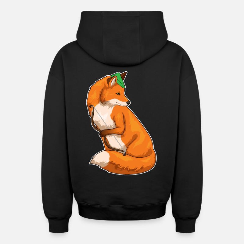Fuchs Bogenschütze Bogen - Oversized Heavyweight Unisex Zip Hoodie - Schwarz