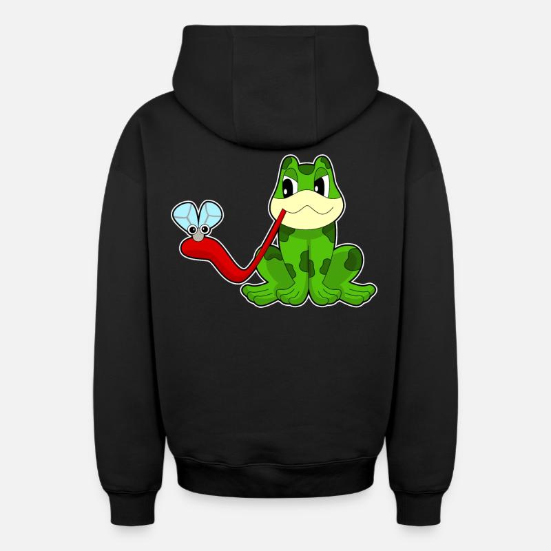 Mouche grenouille - Sweat à capuche unisexe zippé oversize épais SPREAD - noir