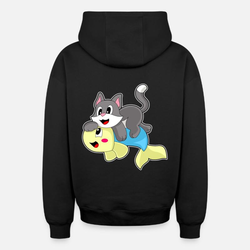 Poisson-chat - Sweat à capuche unisexe zippé oversize épais SPREAD - noir