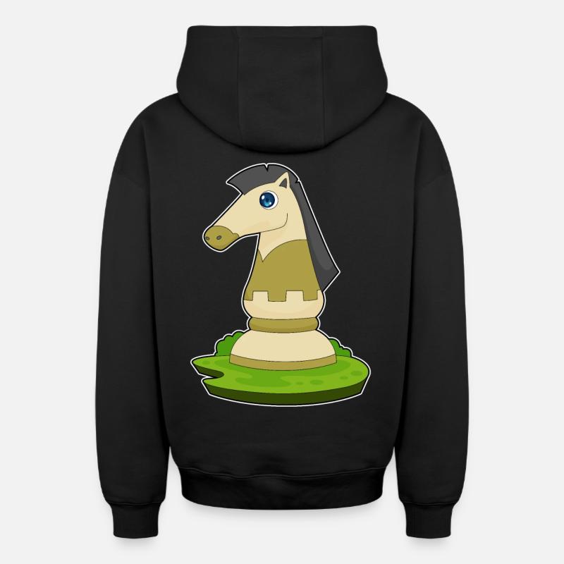 Pièce d’échecs Knight Chess - Sweat à capuche unisexe zippé oversize épais SPREAD - noir