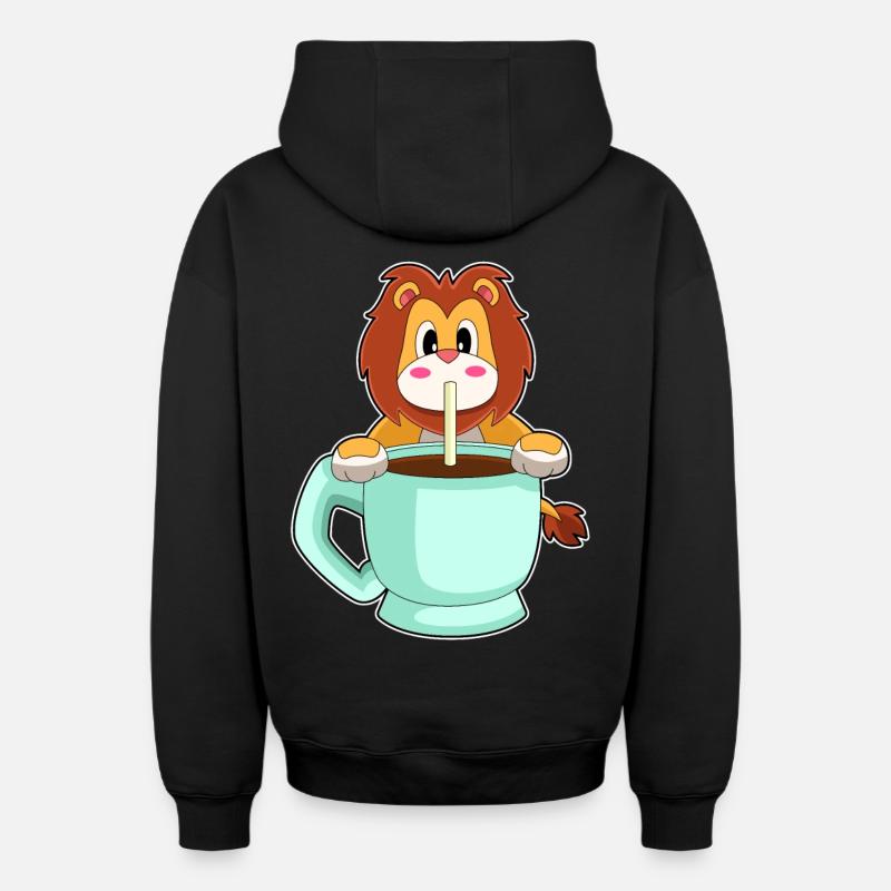 Tasse de café Lion - Sweat à capuche unisexe zippé oversize épais SPREAD - noir