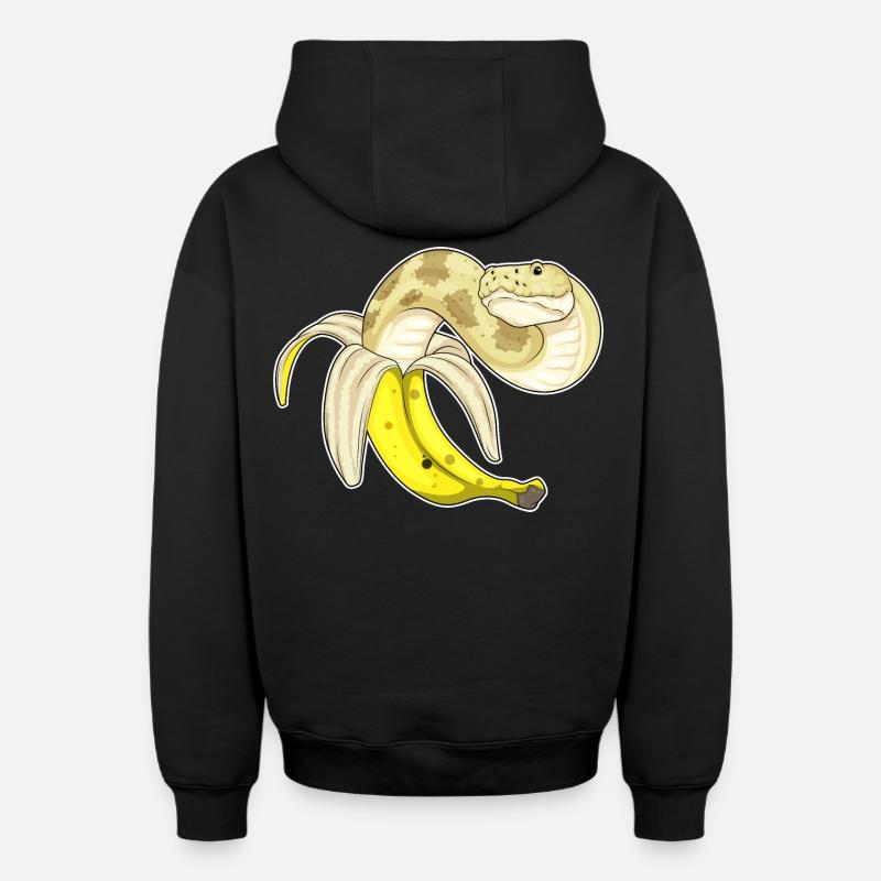 Snake Banane - Sweat à capuche unisexe zippé oversize épais SPREAD - noir