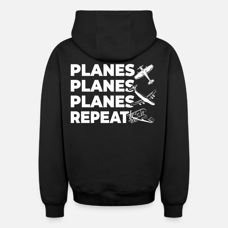 Avions - Sweat à capuche unisexe zippé oversize épais SPREAD - noir