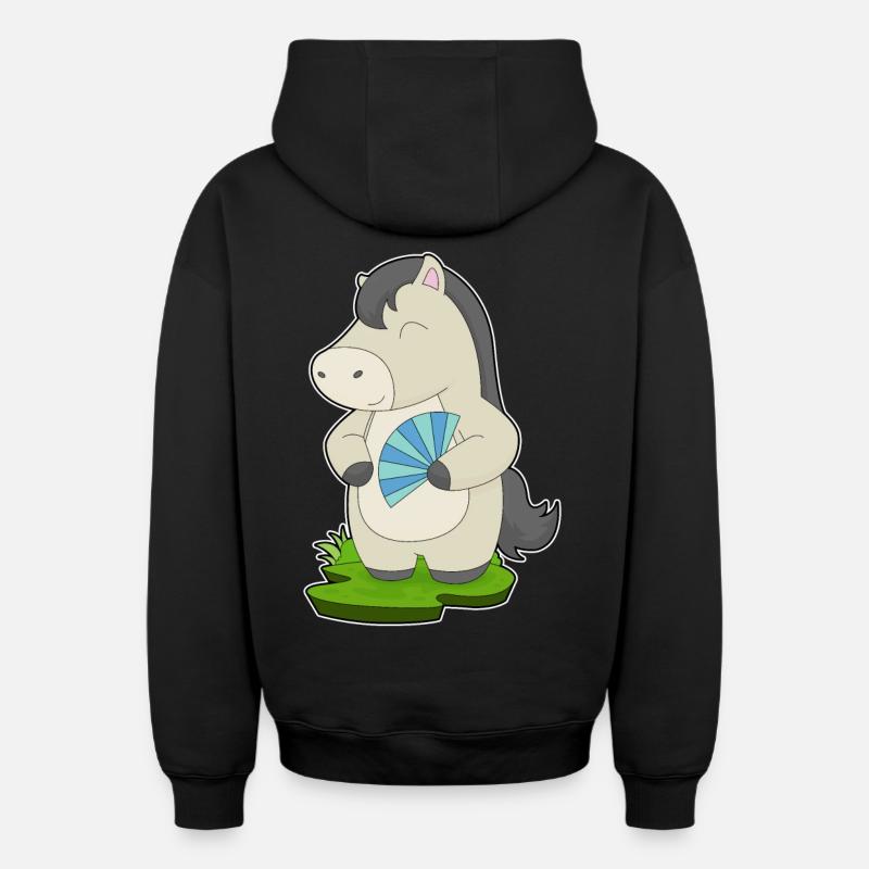 Éventail de main de cheval - Sweat à capuche unisexe zippé oversize épais SPREAD - noir